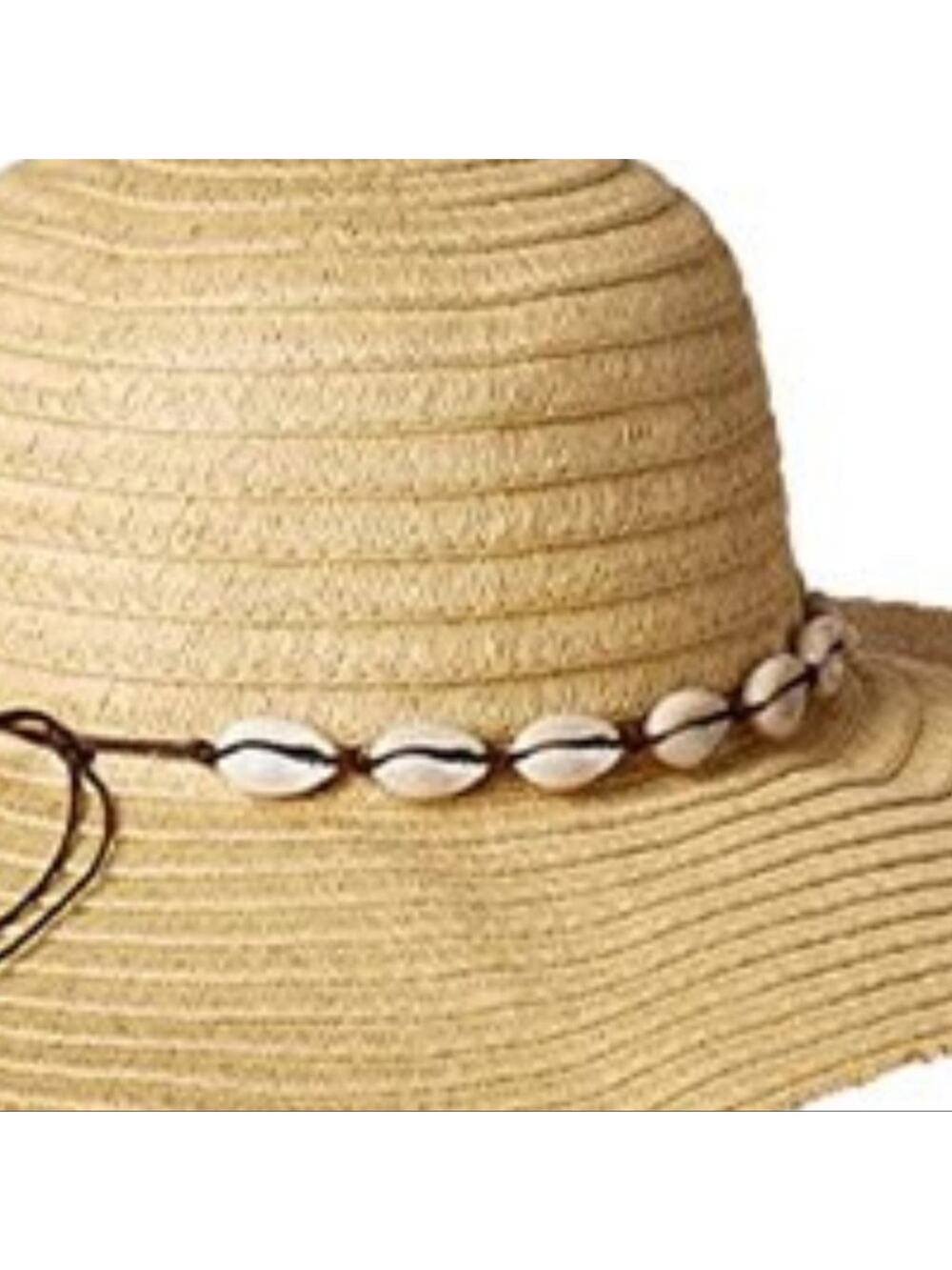 NEW Steve Madden Flopy Beach Sun Hat Shell Trim Boho Women's